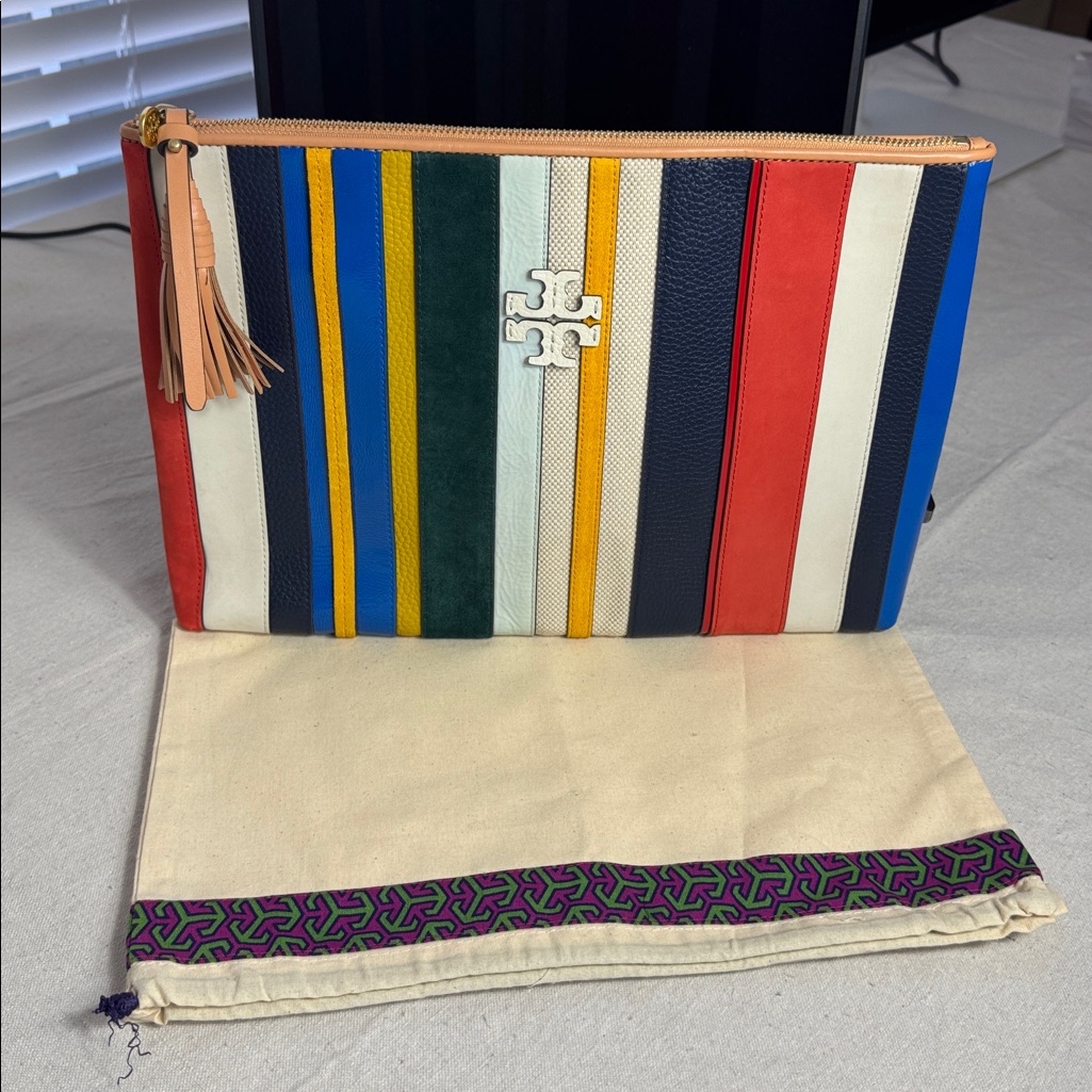 Tory Burch Multicolor Striped Large Continental Wallet.